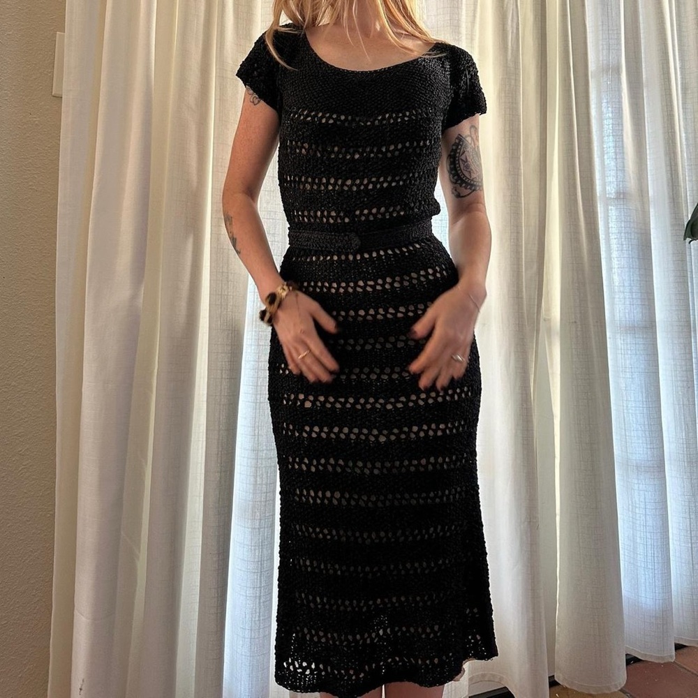 1950s bad girl crochet knitted dress pinup